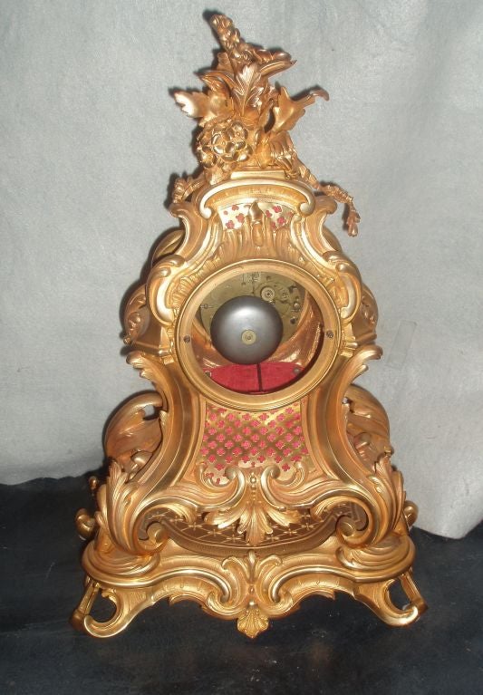 French Bronze Doré Mantel Clock For Sale