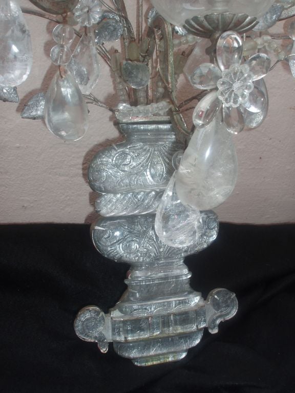 Pair of Etched Crystal Bagues Wall Sconces In Excellent Condition In Palm Beach, FL
