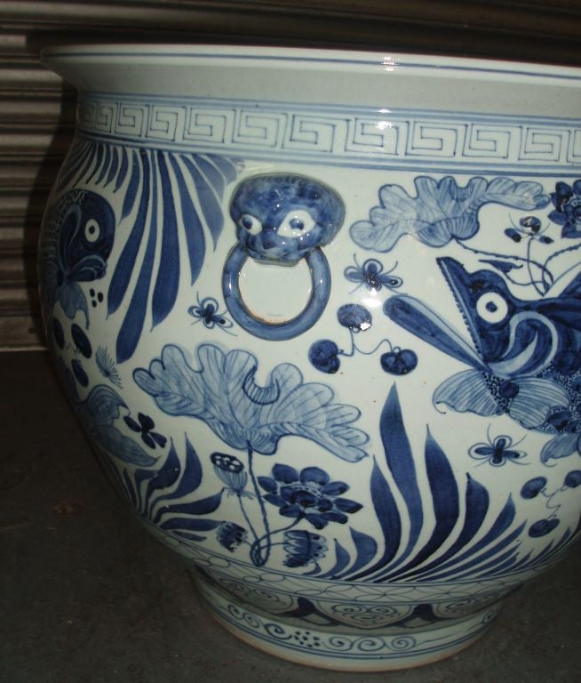 20th Century Pair of Blue & White Chinese Fishbowls