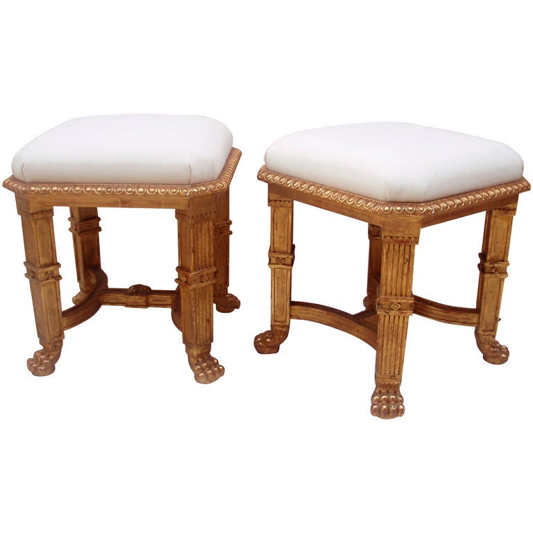 Very Handsome Directoire Style Giltwood Tabouret