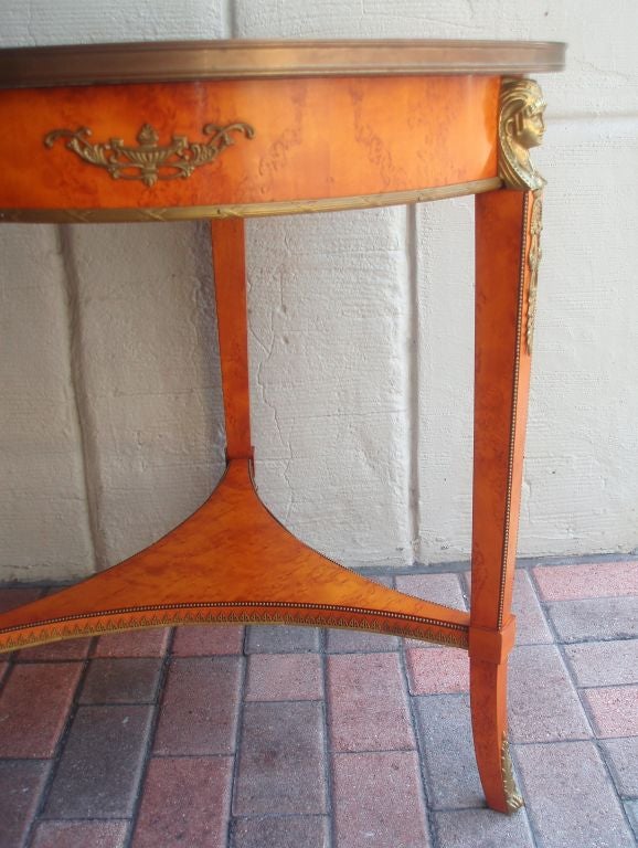 Directoire Tripod Table with Verdigris Stone Top For Sale