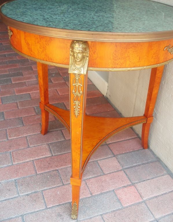 Tripod Table with Verdigris Stone Top For Sale 2