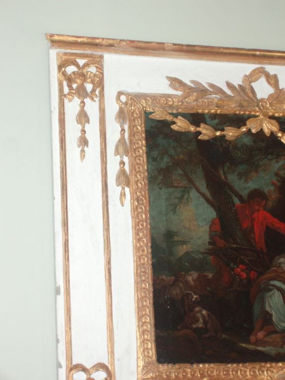 Canvas Louis XVI Painted and Parcel-Gilt Trumeau For Sale