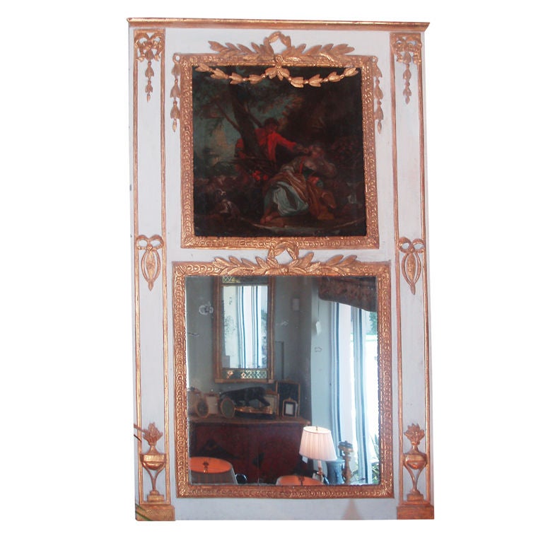 Louis XVI Painted and Parcel-Gilt Trumeau