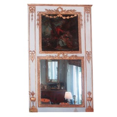 Antique Louis XVI Painted and Parcel-Gilt Trumeau
