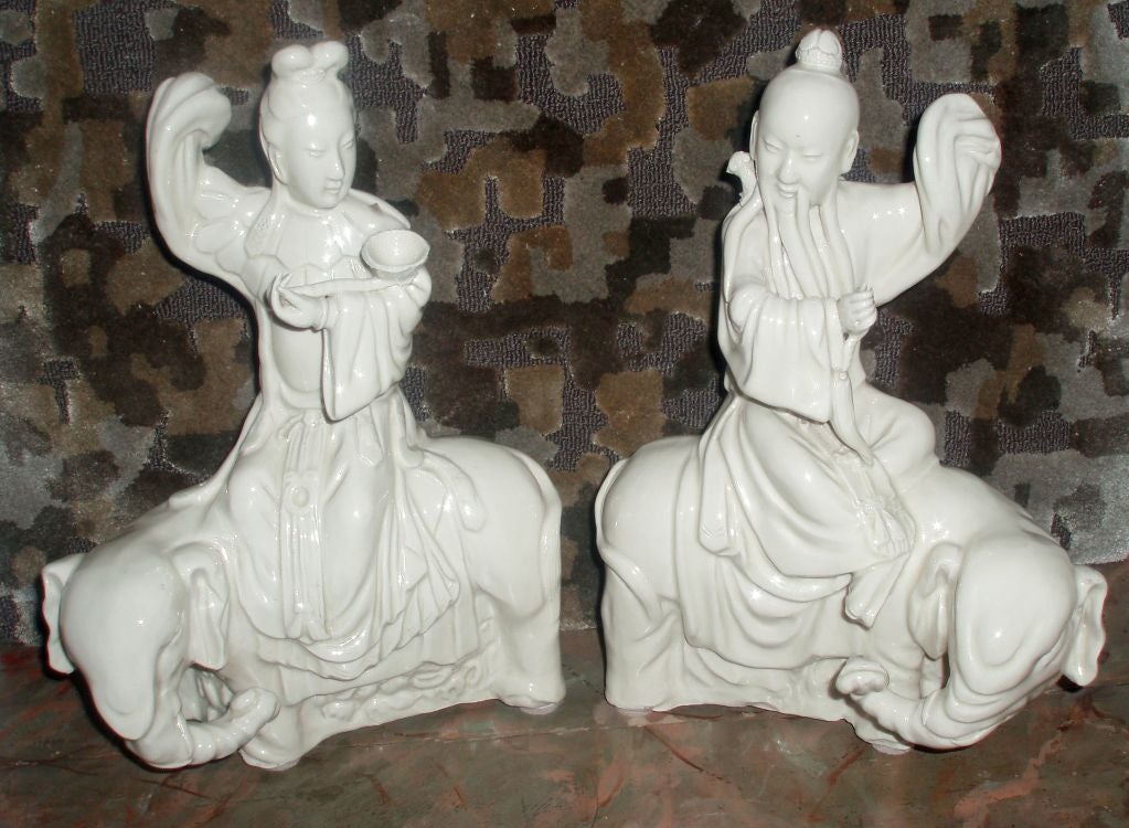 Pair of Blanc de Chine Figurines