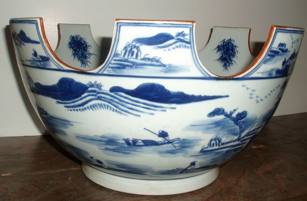 20th Century Blue & White Chinese Monteith Bowl