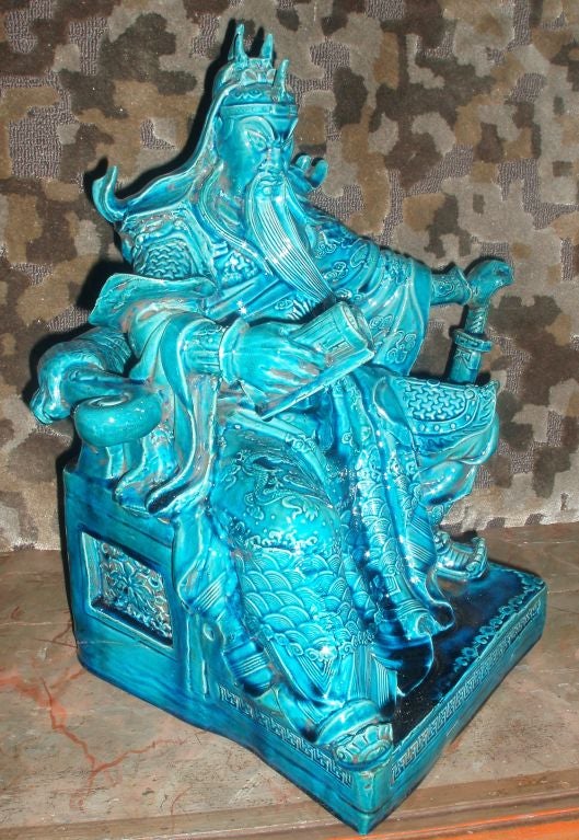 Turquoise Glazed Chinese General Figure