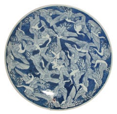 Large Blue & White Chinese Porcelain Charger