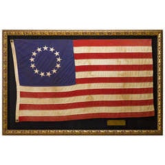 Antique Thirteen-Star "Betsy Ross" Style Naval Ensign Flag