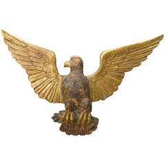 Hand-Carved Gilded American Folk Eagle, Circa 1900-1930