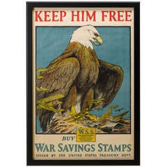 "Keep Him Free" World War I Savings Stamps Poster by Charles Bull