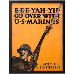 Antique E-E-E-YAH-YIP World War I U.S. Marines Recruitment Poster