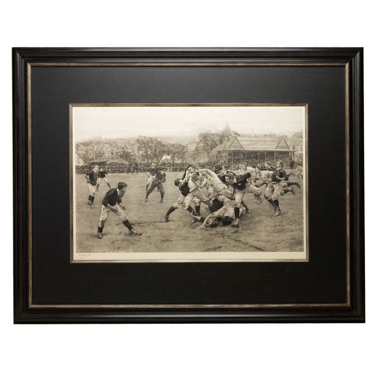 “A Football Match, Scotland v. England” Antique Engraving, Proof Edition of 100