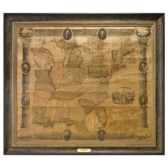 1839 Antique Ornamental Map of the United States, by William Chapin