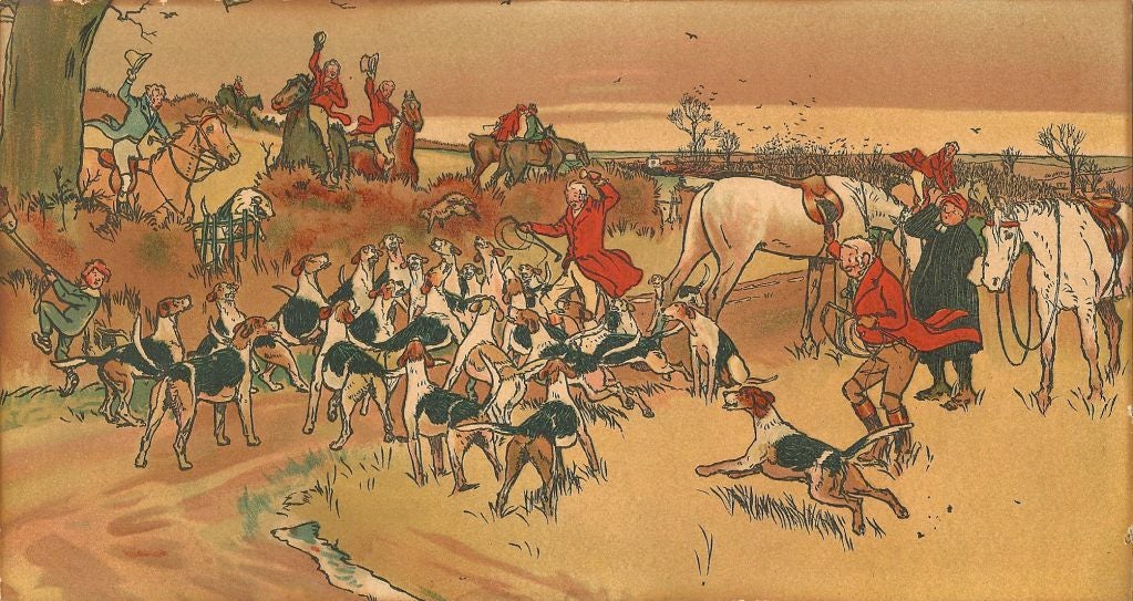 English Cecil Aldin Set of Five First Edition Prints of the Fallowfield Hunt Club