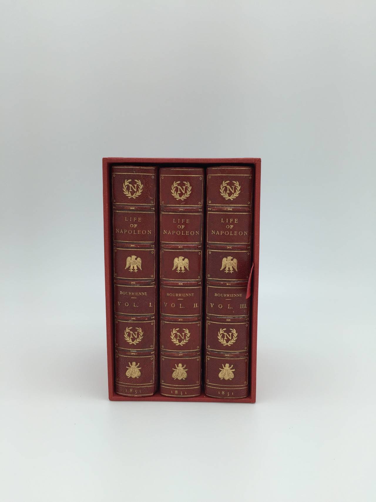 This is a three-volume set of Napoleon Bonaparte's memoirs written by his private secretary, Louis Antoine Fauvelede de Bourrienne. This is the second edition of the seminal work of Napoleon's life. 

Published in 1831 in London, England by Henry