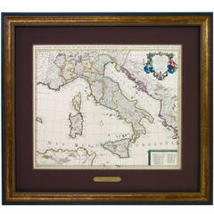 Antique 1730 Dutch Map of the Italian Pennisula and Mediterranean