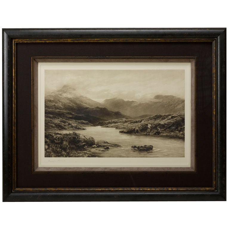“Salmon Fishing," Signed Proof by Douglas Adams, Antique Limited Print, 1892