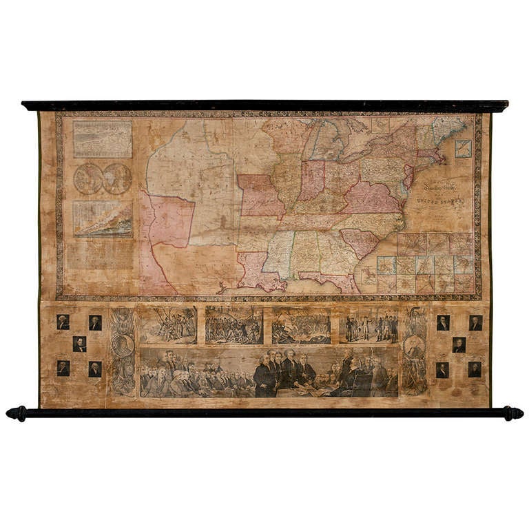 1843 Republic of Texas United States Wall Map at 1stdibs