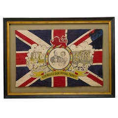 Vintage British Commemorative Flag of Queen Elizabeth and the Royal Family