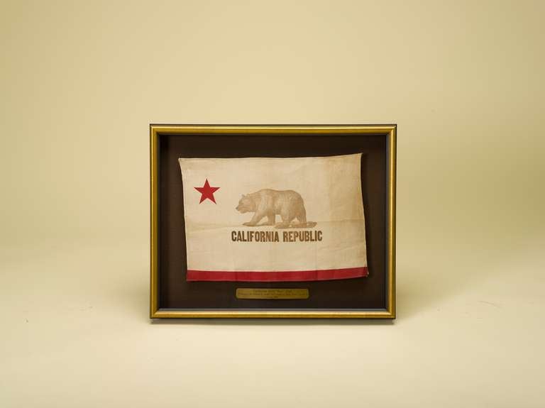 This is a 20th century, vintage California Bear Flag beautifully presented using the finest archival techniques and materials.

History of the California Bear Flag

On June 10, 1846, a small group of Americans living north of San Francisco Bay