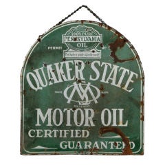 Vintage Quaker State Motor Oil Double-Sided Porcelain Sign
