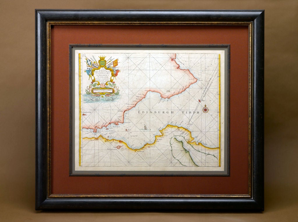 1750 Map of the Scottish East Coast Surrounding the Firth of Forth -Hand-Colored