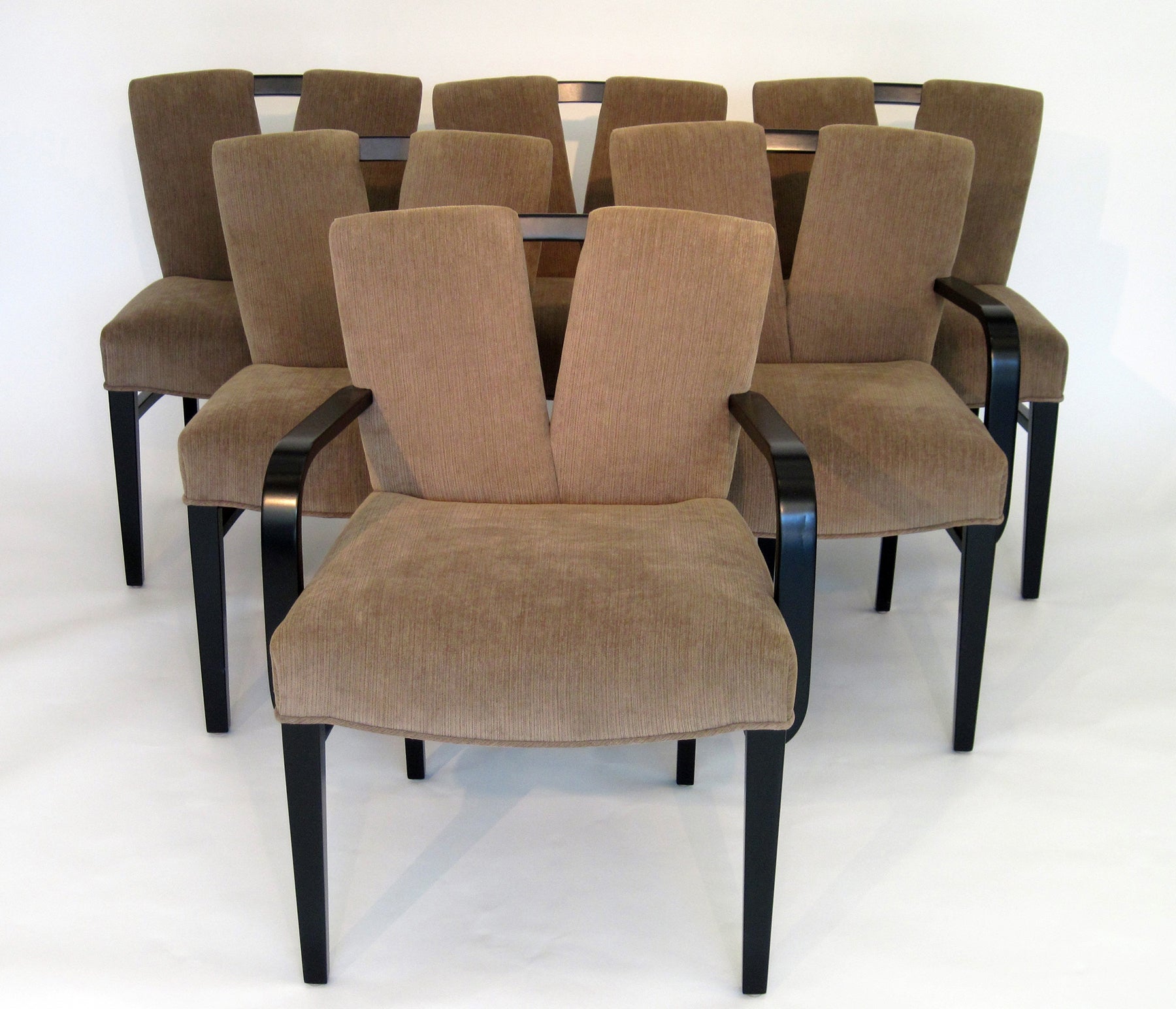 Set of Six Plunging Neckline Dining Chairs by Paul Frankl for Johnson Furniture