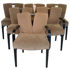 Set of Six Plunging Neckline Dining Chairs by Paul Frankl for Johnson Furniture