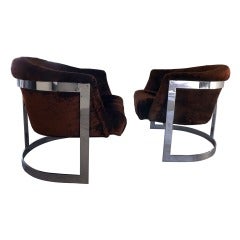 Pair of 1970s Lounge Chairs attributed to Milo Baughman