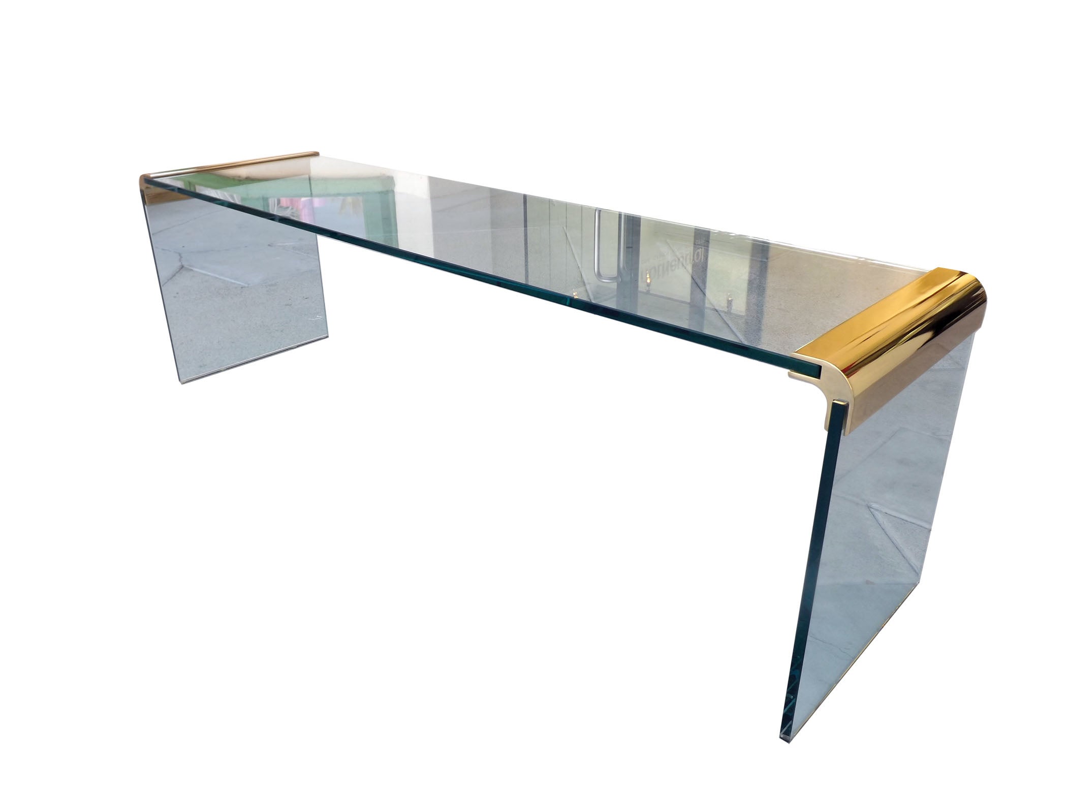 Pace Brass and Glass Waterfall Cocktail Table For Sale