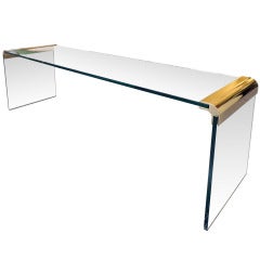 Pace Brass and Glass Waterfall Cocktail Table