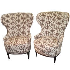 Pair of Modern Wing Back Chairs