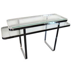 Two-Tiered Chrome and Glass Console