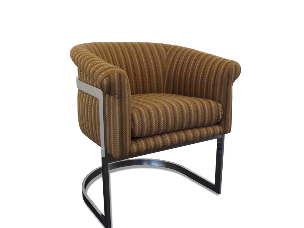 Milo Baughman Flat Bar Chrome Lounge Chair