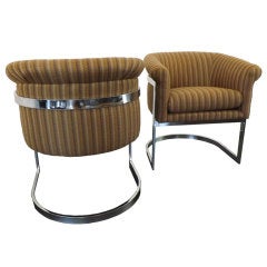 Milo Baughman Flat Bar Chrome Lounge Chair