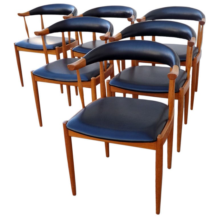 Set of Six Danish Modern Arm Chairs at 1stdibs