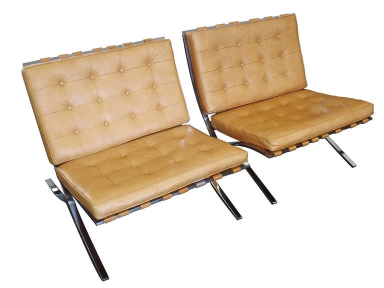 Pair of Barcelona Chairs by Mies van der Rohe