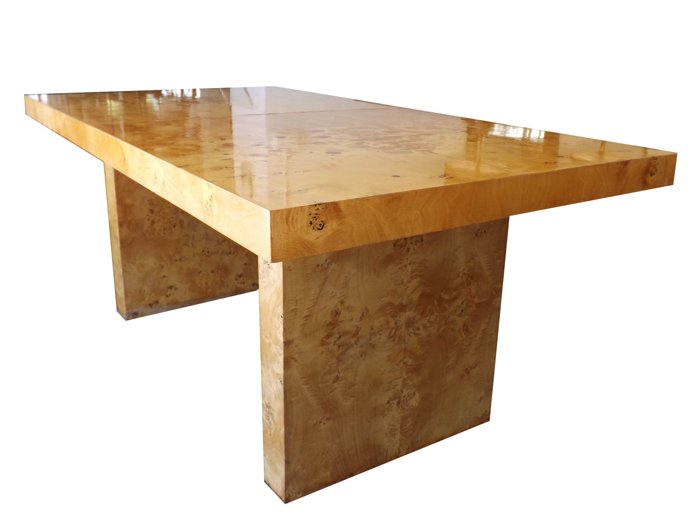 Patchwork Burl Wood Dining Table evoking the style of Milo Baughman For Sale