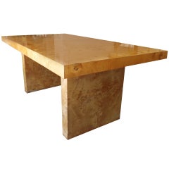 Patchwork Burl Wood Dining Table evoking the style of Milo Baughman