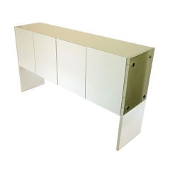 Milo Baughman Creme Lacquered Buffet with Lucite Sides