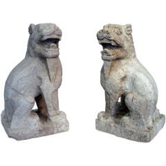 Pair of Antique Granite Foo Dogs | Circa 1880 (ON HOLD)