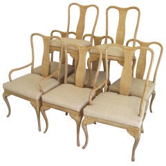 Set of Eight Queen Ann Dining Chairs by Michael Taylor | 1970s