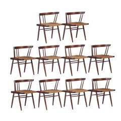 10 George Nakashima Grass Seated Chairs