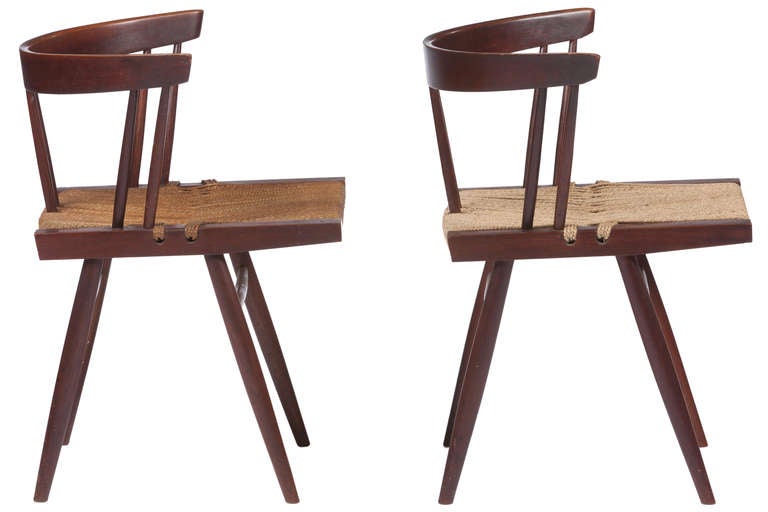 Walnut 10 George Nakashima Grass Seated Chairs