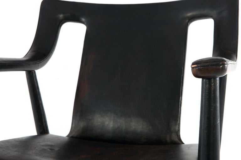 Leather Lounge Chair by Ejner Larsen & A. Bender Madsen For Sale