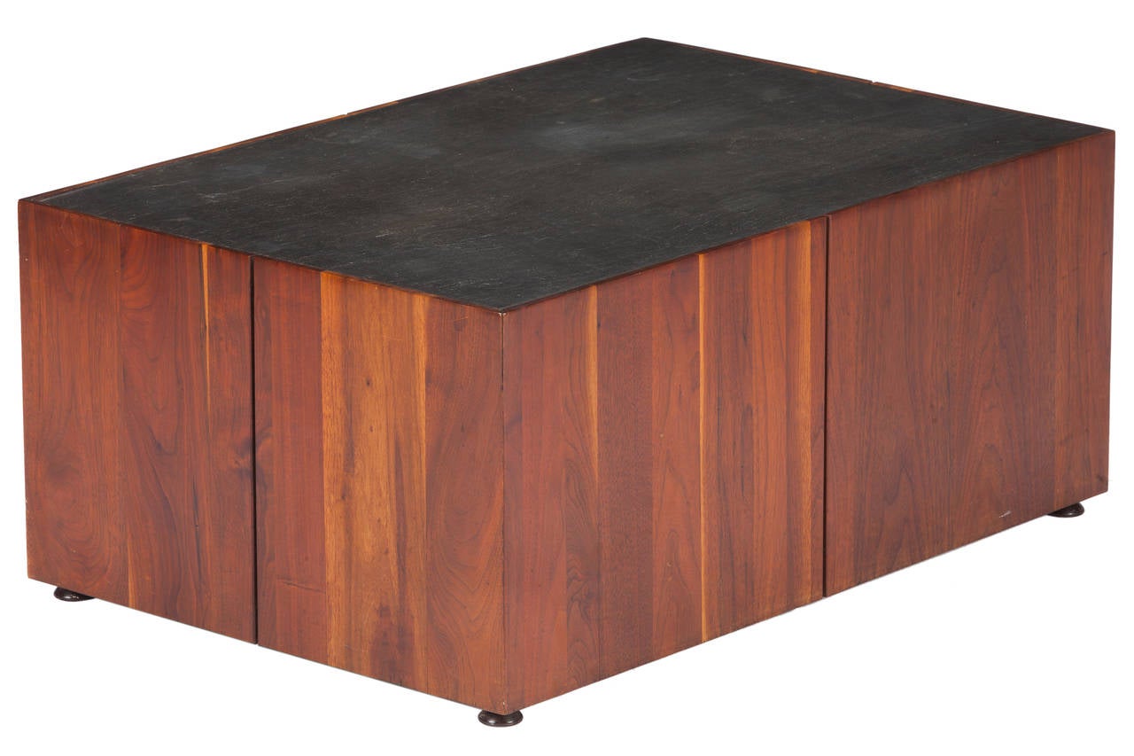 Mid-Century Modern Walnut And Slate Coffee Table By Phillip Lloyd Powell