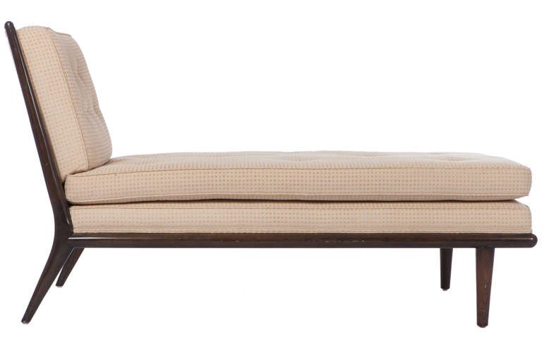 Elegant chaise designed by T.H. Robsjohn-Gibbings and manufactured by Widdicomb Furniture.