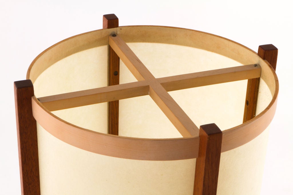 Large George Nakashima table lamp with nicely sculpted base. Signed and dated. With complete provenance.